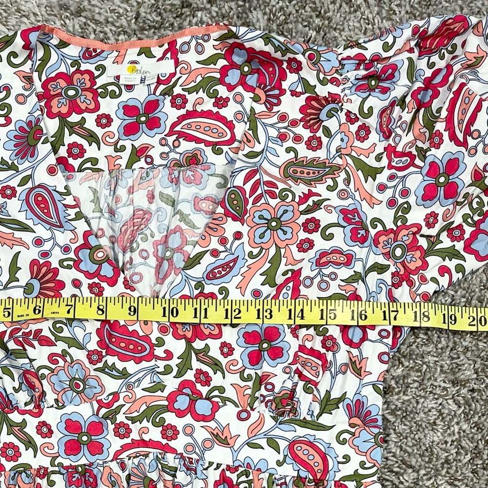 Boden puff sleeve Tiered Multicolor midi dress 8 - Picture 6 of 10